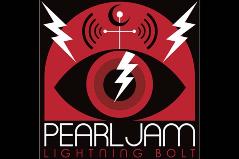 Capa do álbum Lightning Bolt do Pearl Jam, com um olho vermelho e raios.