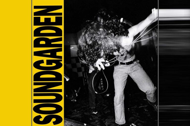 Capa original do álbum Louder Than Love do Soundgarden mostrando o design minimalista icônico de 1989.