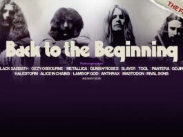 Banner do show Back to the Beginning com Ozzy Osbourne e Black Sabbath reunidos.