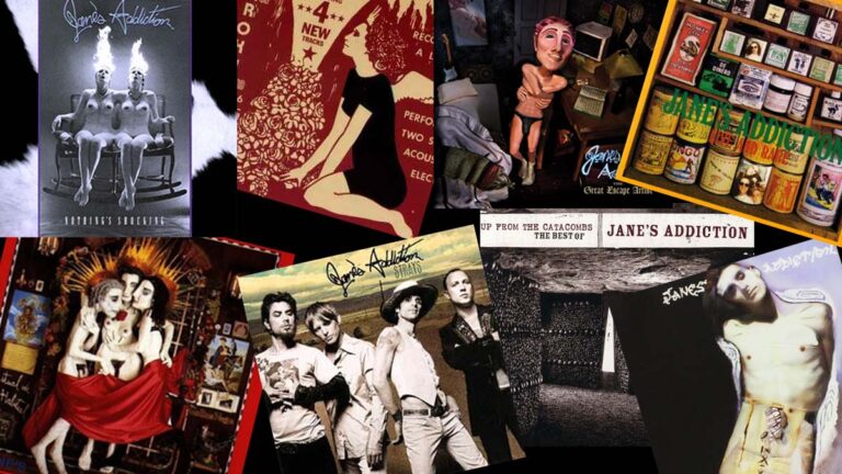 Montagem com capas dos álbuns Nothing's Shocking, Ritual de lo Habitual, Strays e The Great Escape Artist do Jane's Addiction.