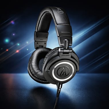 audio technica ath m50x fones para produção musical usados em home studio com som detalhado ideais para mixagem gravação e monitoramento