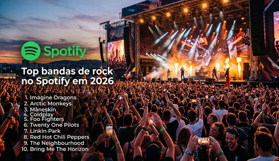 Spotify Revela as Bandas de Rock Mais Ouvidas 2026