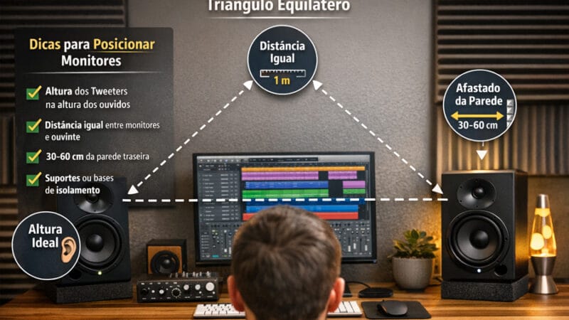 Como posicionar monitores de estúdio e melhorar sua mixagem