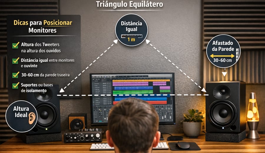 Como posicionar monitores de estúdio e melhorar sua mixagem